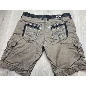 Rock‎ Revival Shorts Men 44 Tan Cargo Baggy Y2K 23" Grunge Streetwear
